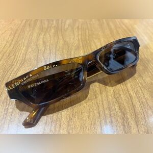 Balenciaga Sunglasses BB0075S-002 Tortoise Brown Rectangular All Over Print